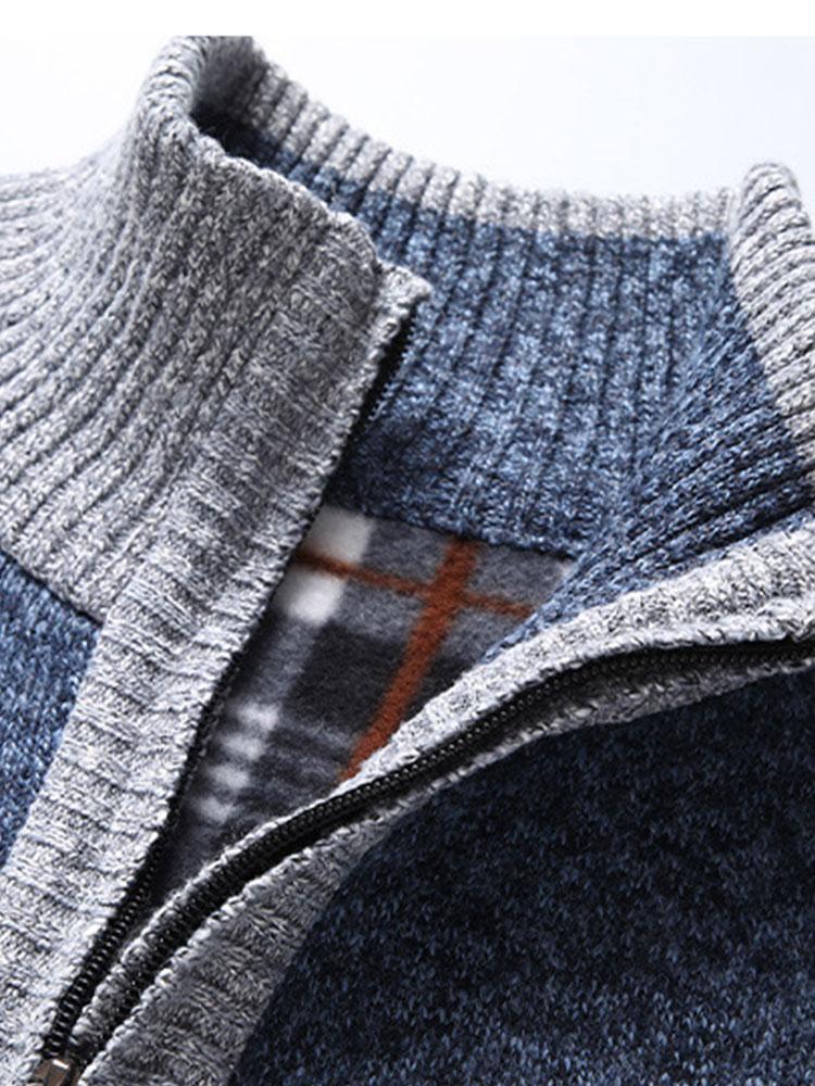 Contrast Zip Up Sweater - Naturzy