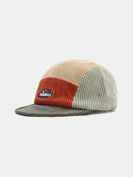 Slogan Pattern Color Block Corduroy Baseball Cap - Naturzy