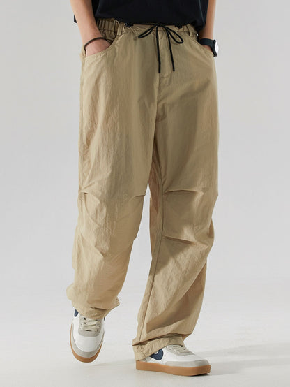 Elastic Waist Parachute Pants - Naturzy