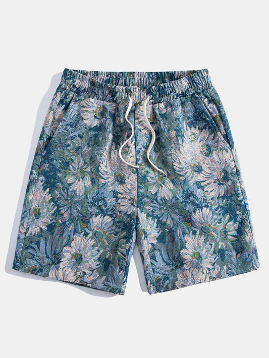 3 Pieces Painted Floral Jacquard Shorts - Naturzy