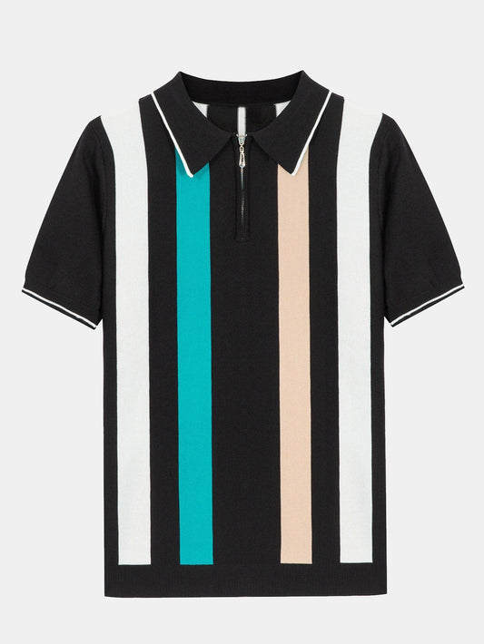 Striped Zip Sweater Polo - Naturzy
