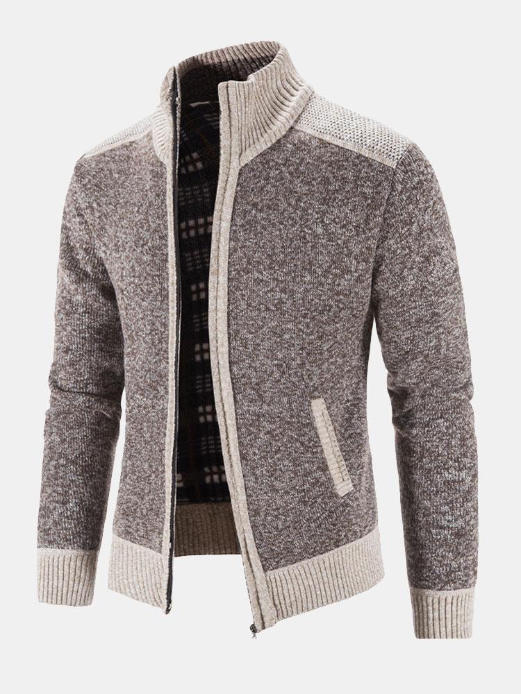 Contrast Zip Up Sweater - Naturzy