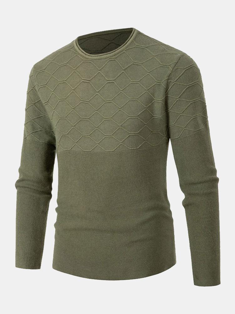 Slim Fit Crew Neck Knitted Sweater - Naturzy
