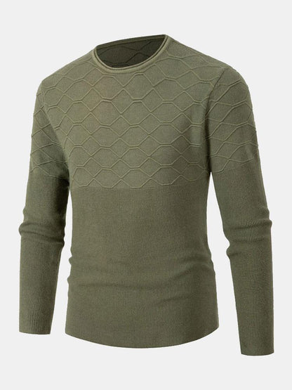 Slim Fit Crew Neck Knitted Sweater - Naturzy