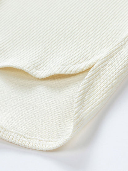 Long Sleeve Relax Fit Knit Ribbed T-Shirt - Naturzy