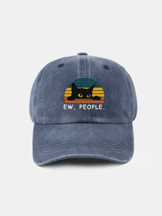 Black Cat Pattern Casual Decoration Washed Cotton Baseball Cap - Naturzy