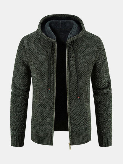 Teddy Lined Textured Hooded Sweater - Naturzy