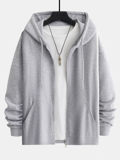 Basic Relax Fit Zip Hoodie - Naturzy