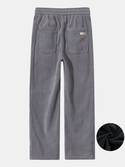 Polar Fleece Lined Straight Leg Corduroy Pants - Naturzy