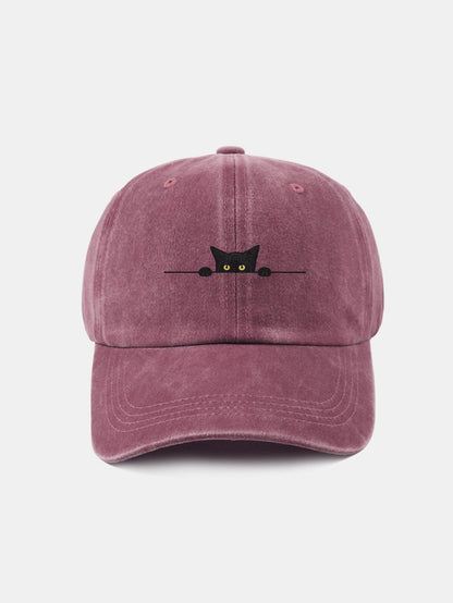 Black Cat Pattern Classic Retro Washed Distressed Cotton Baseball Cap - Naturzy