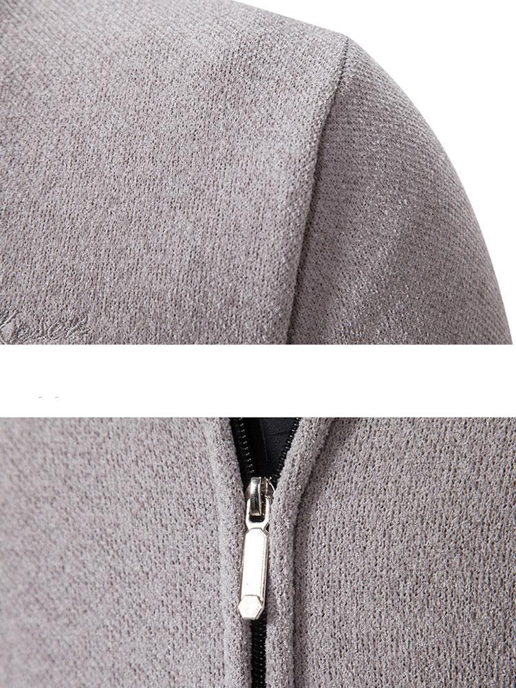 Zip Up Baseball Collar Sweater - Naturzy