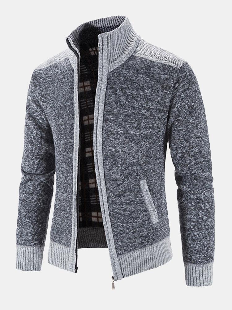 Contrast Zip Up Sweater - Naturzy