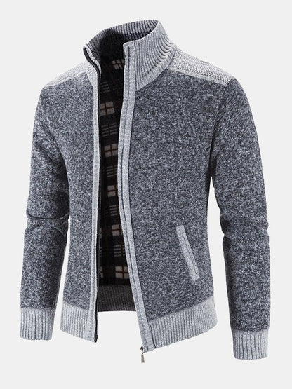 Contrast Zip Up Sweater - Naturzy