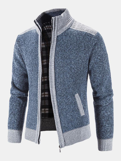 Contrast Zip Up Sweater - Naturzy