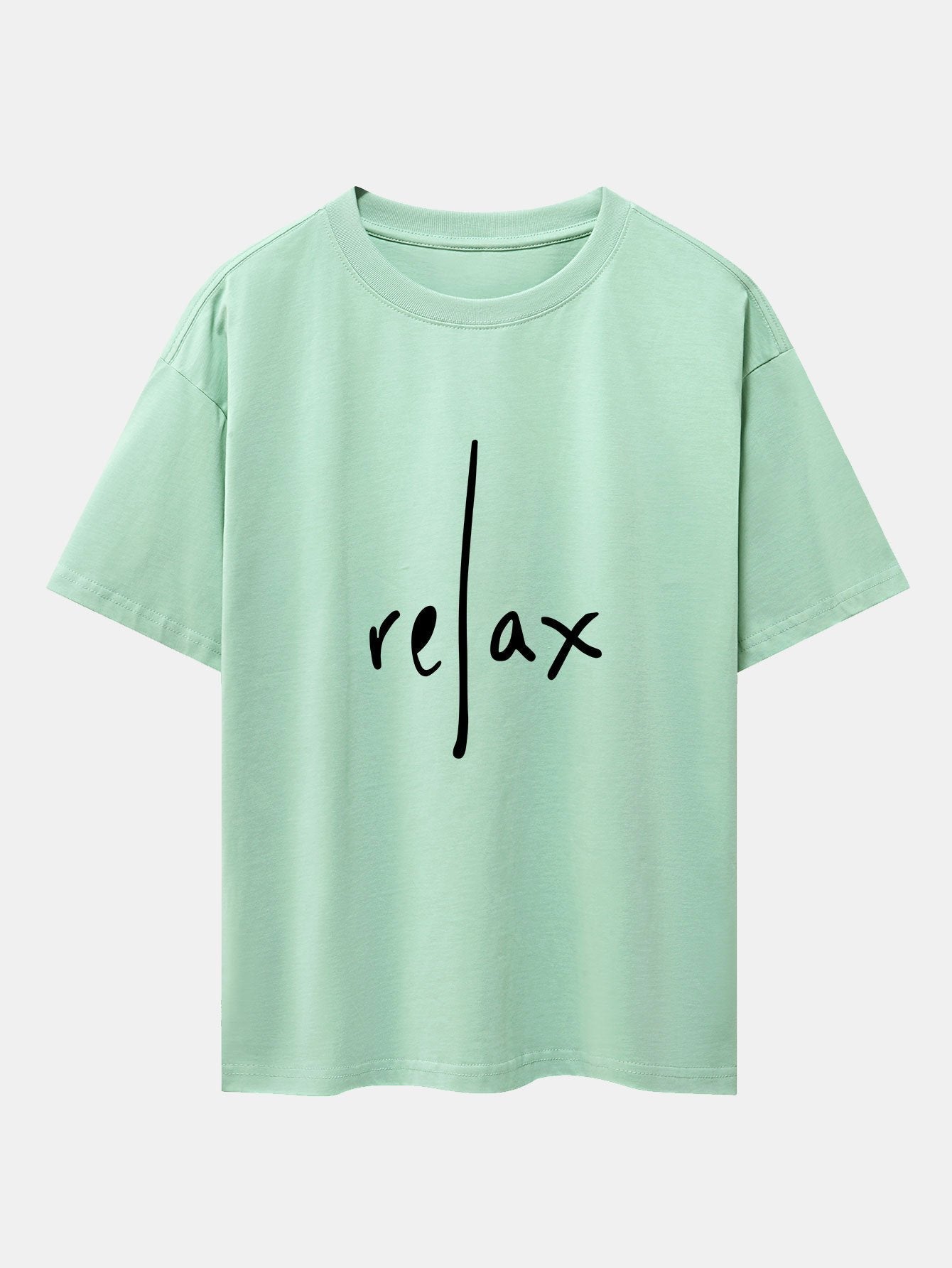 Relax Print Drop Shoulder Oversize T-Shirt - Naturzy
