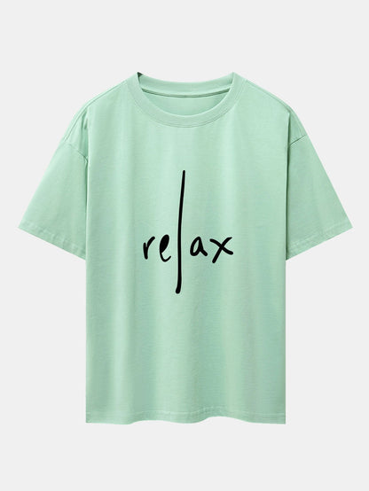 Relax Print Drop Shoulder Oversize T-Shirt - Naturzy