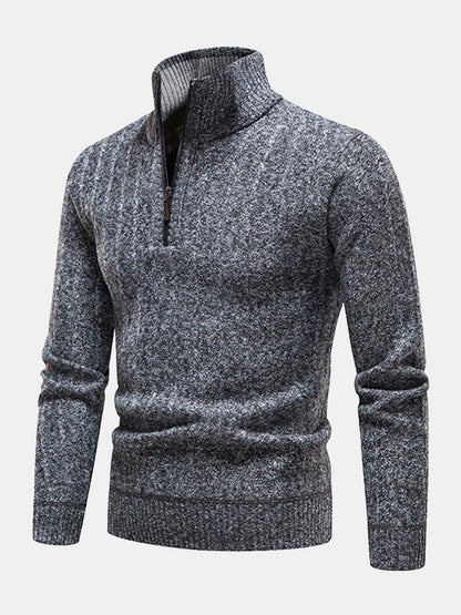 Textured Quarter Zip Sweater - Naturzy