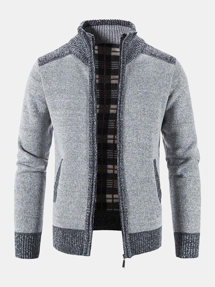 Contrast Zip Up Sweater - Naturzy
