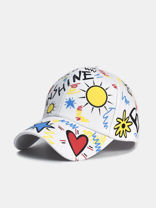 Hip Hop Graffiti Sun Slogan Pattern Baseball Cap - Naturzy