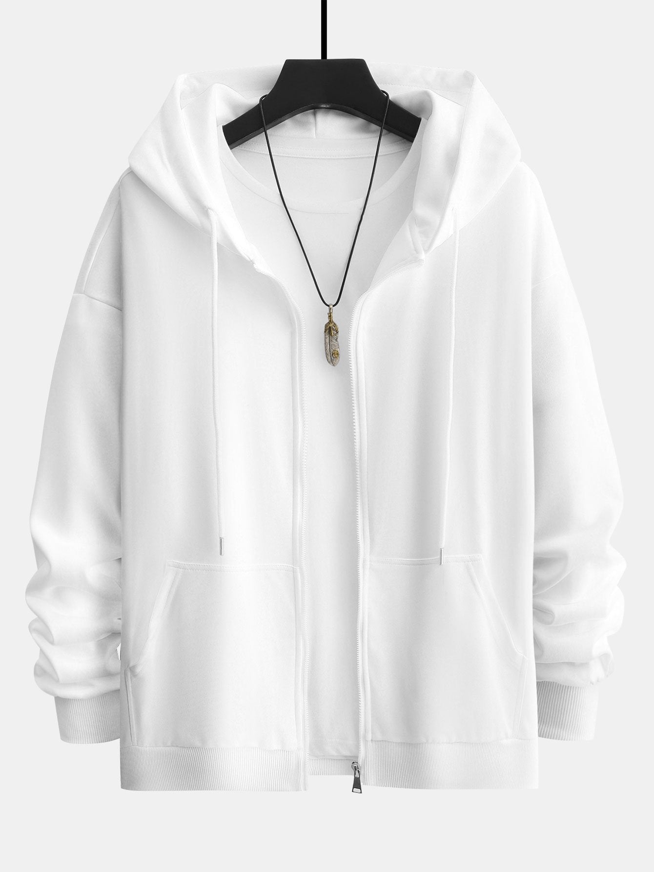 Basic Relax Fit Zip Hoodie - Naturzy