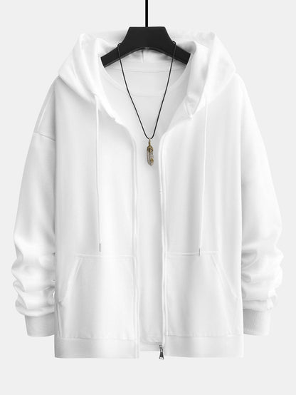 Basic Relax Fit Zip Hoodie - Naturzy