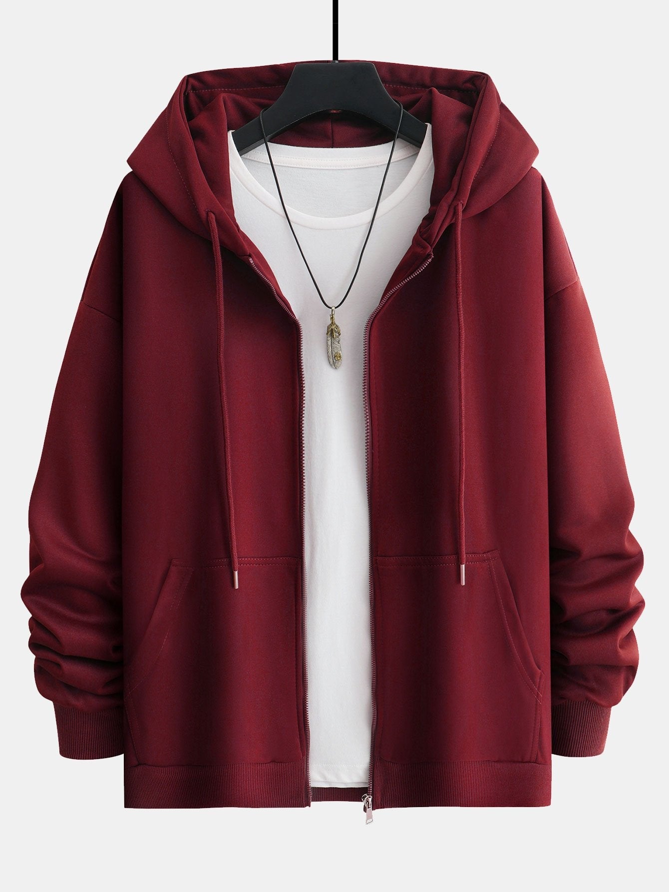 Basic Relax Fit Zip Hoodie - Naturzy