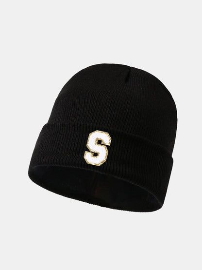 1pc Letter  A-Z Warm Knit Beanie Hat - Naturzy