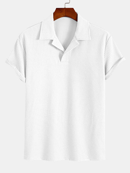 Ribbed Cuban Collar Polo - Naturzy