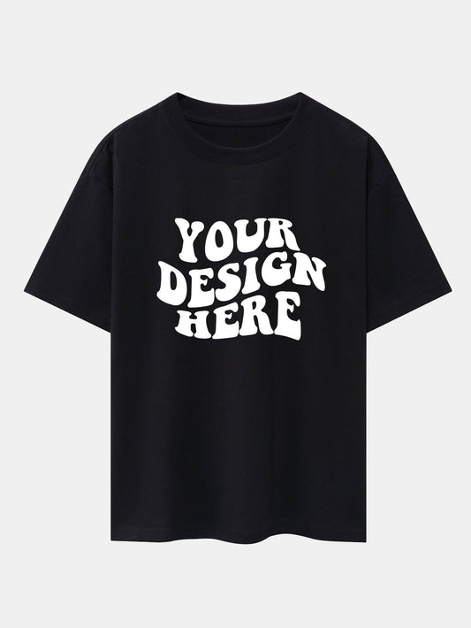 Your Design Here Print Drop Shoulder Oversize T-Shirt - Naturzy