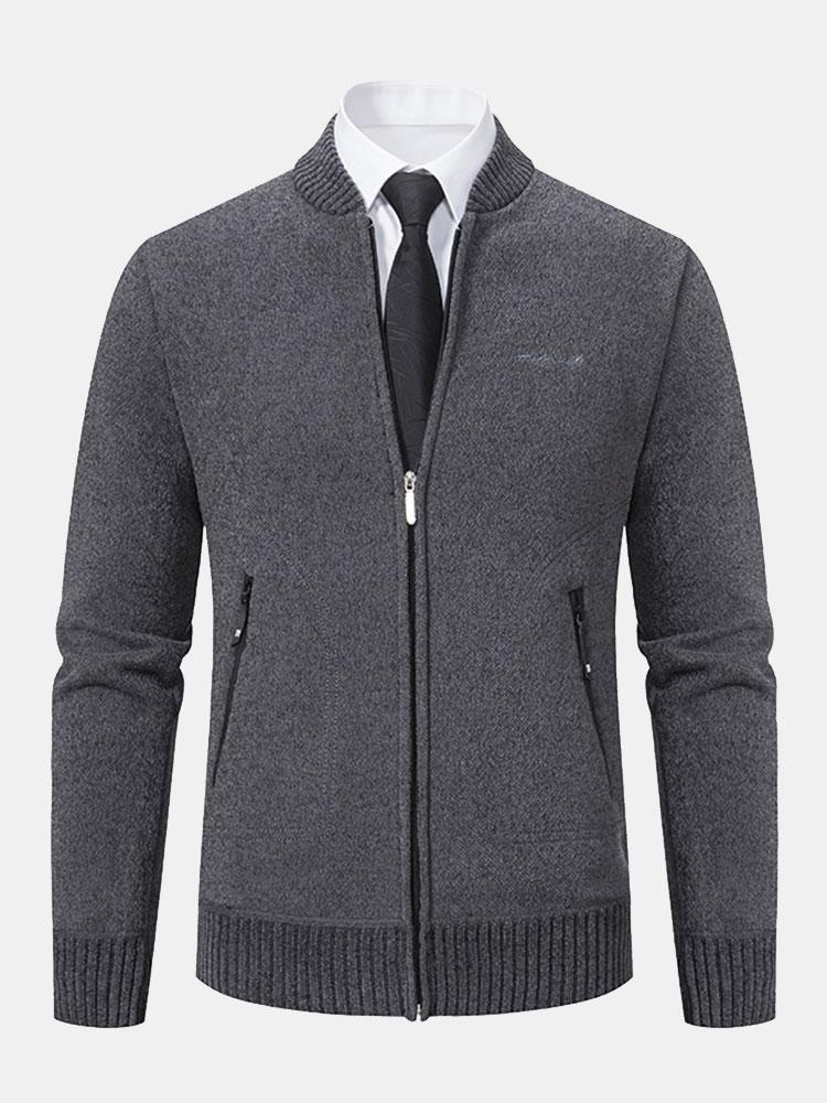 Zip Up Baseball Collar Sweater - Naturzy