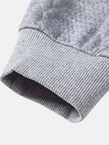Relax Fit Wheat Jacquard Hoodie - Naturzy
