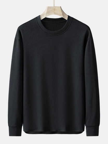 Long Sleeve Relax Fit Knit Ribbed T-Shirt - Naturzy