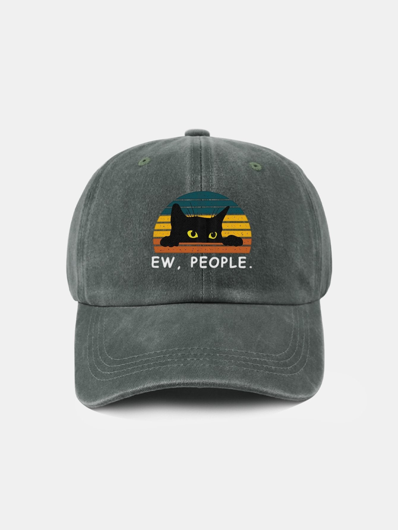 Black Cat Pattern Casual Decoration Washed Cotton Baseball Cap - Naturzy