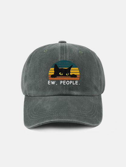 Black Cat Pattern Casual Decoration Washed Cotton Baseball Cap - Naturzy
