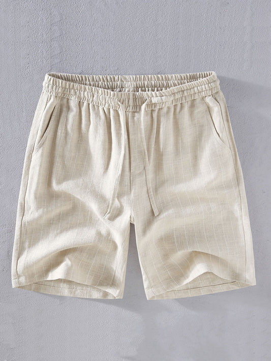 Linen Cotton Blend  Striped Shorts - Naturzy