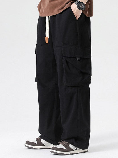 Elastic Drawstring Cuff Parachute Cargo Pants - Naturzy