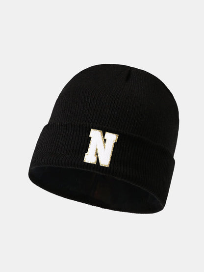 1pc Letter  A-Z Warm Knit Beanie Hat - Naturzy