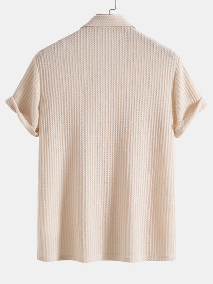 Knitted Waffle Polo Shirt - Naturzy