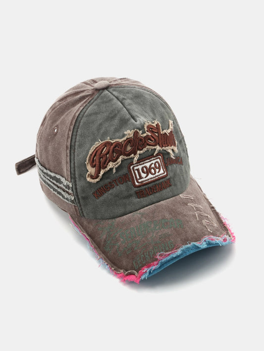 1969 Retro Washed Distressed Letter Embroidered Hole Baseball Cap - Naturzy