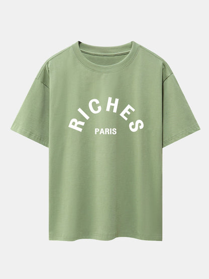 Riches Paris Print Oversize T-Shirt - Naturzy