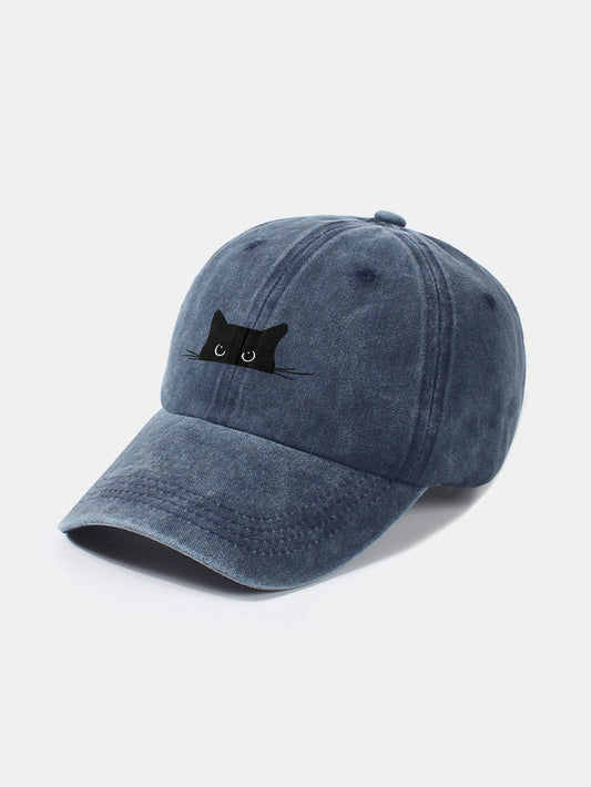 Cat Pattern Casual Washed Cotton Baseball Cap - Naturzy