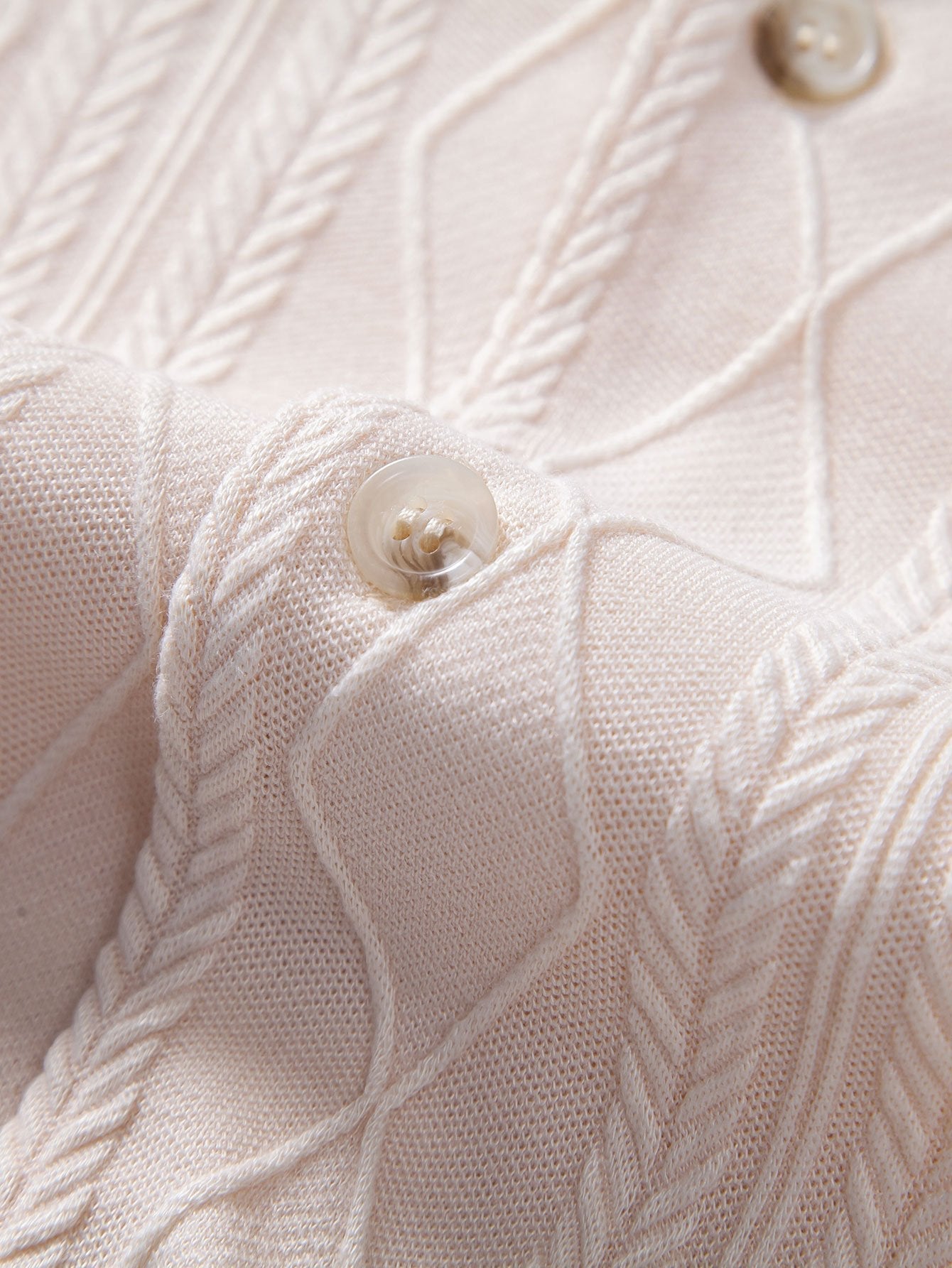 Knitted Geometric Rhombus Jacquard Cuban Shirt - Naturzy