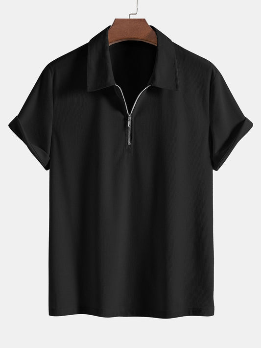 Stretch Corduroy Zip Polo Shirt - Naturzy