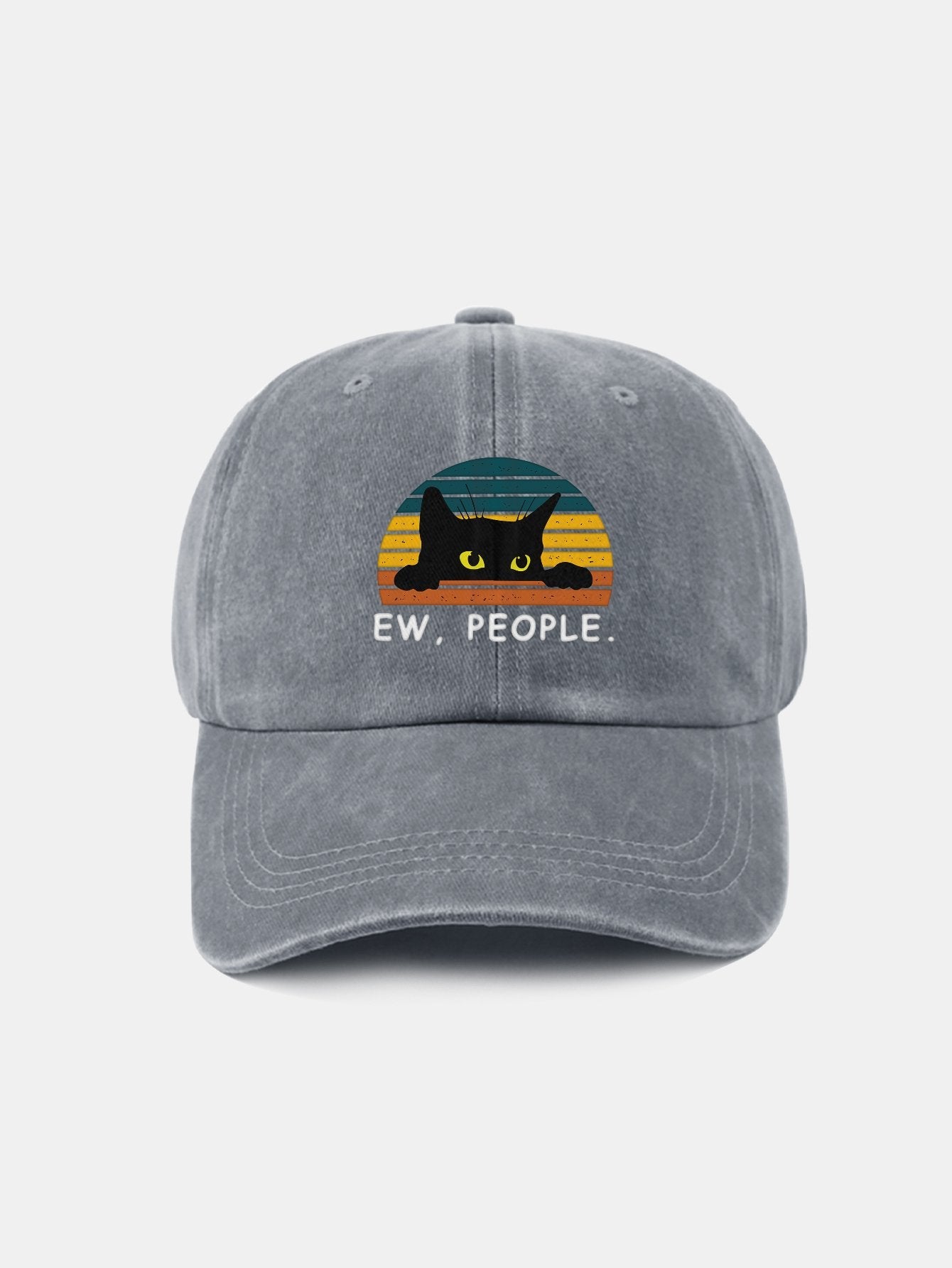 Black Cat Pattern Casual Decoration Washed Cotton Baseball Cap - Naturzy