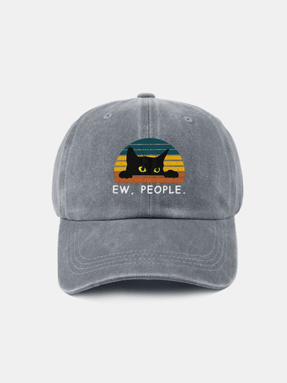 Black Cat Pattern Casual Decoration Washed Cotton Baseball Cap - Naturzy