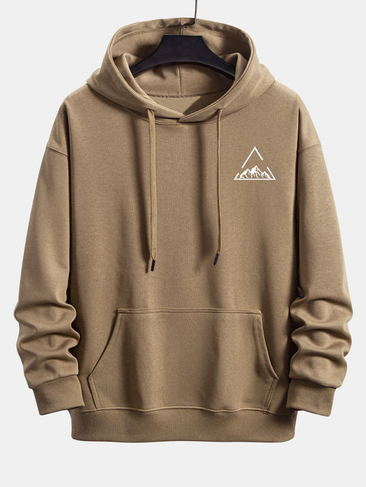 Triangle Mountain Print Relax Fit Hoodie - Naturzy