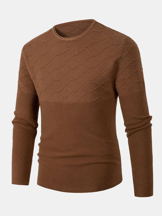 Slim Fit Crew Neck Knitted Sweater - Naturzy