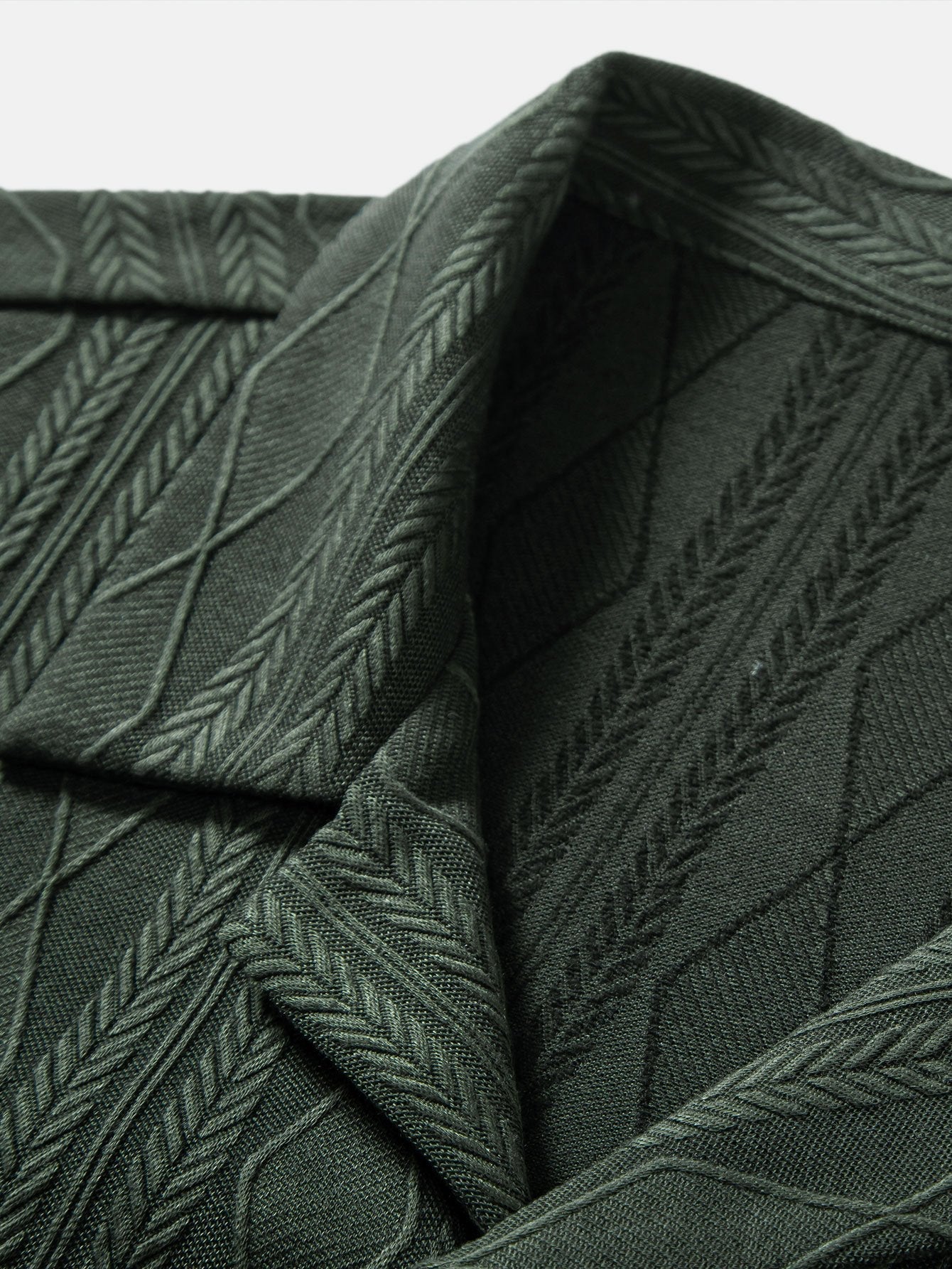 Knitted Geometric Rhombus Jacquard Cuban Shirt - Naturzy
