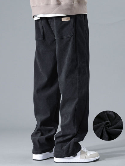 Polar Fleece Lined Straight Leg Corduroy Pants - Naturzy