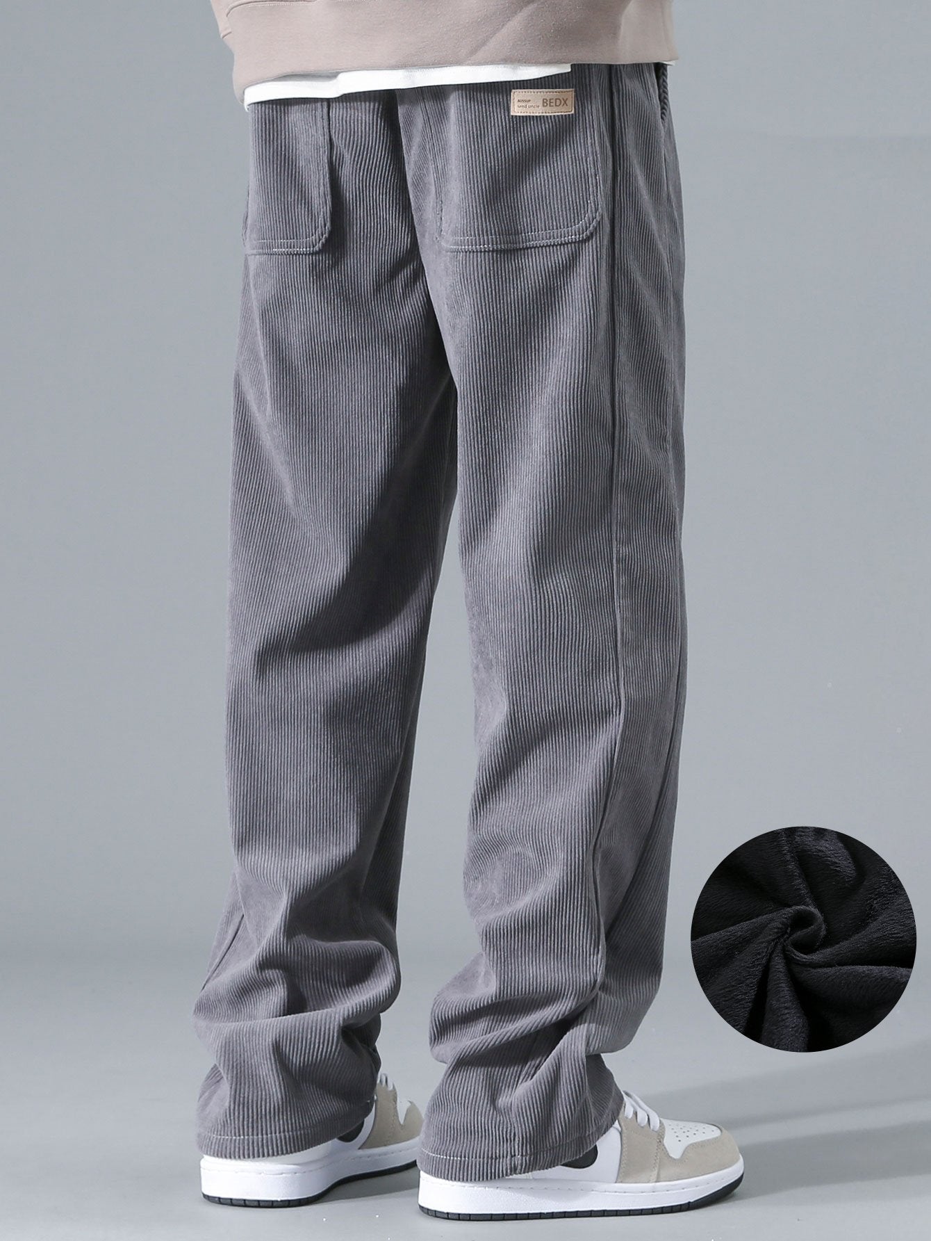 Polar Fleece Lined Straight Leg Corduroy Pants - Naturzy
